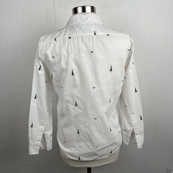 Equipment Shirt S Womens White Paris Eiffel Tower Button Front Leema Embroidered - Picture 3 of 7